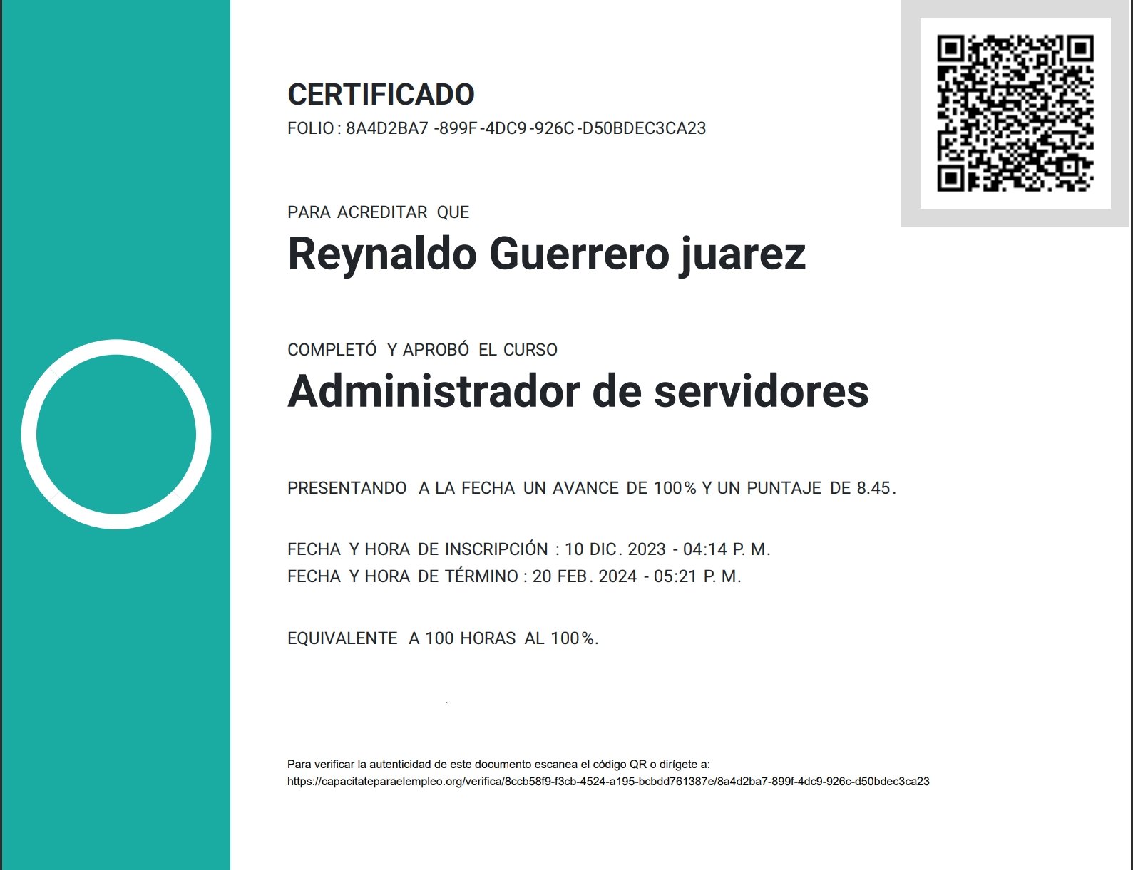 Certificado Administrador de Servidores